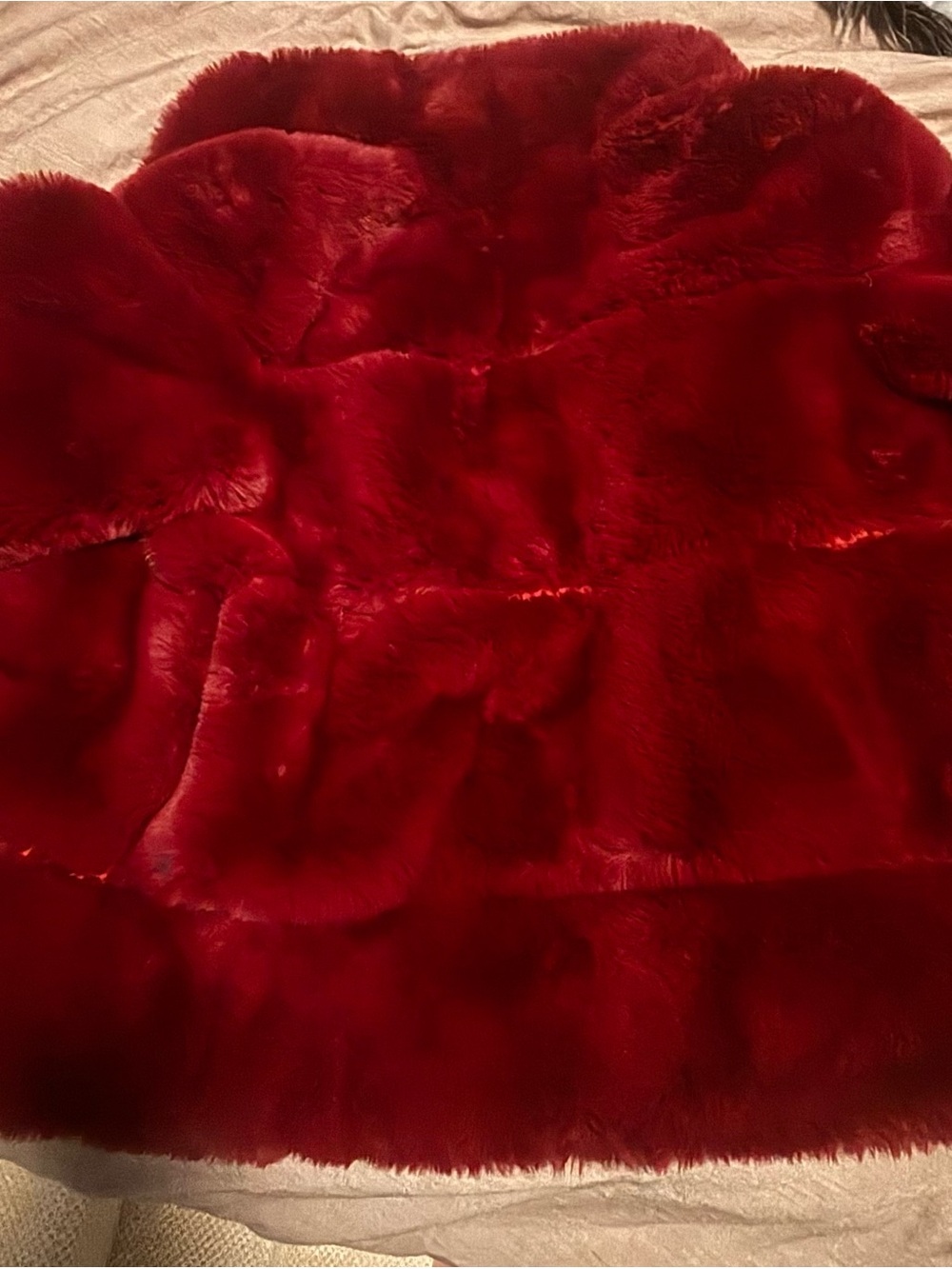 Love Token Plush Red Faux Fur Teddy Coat